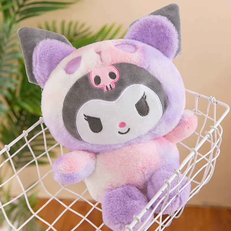 25CM Sanrio Kuromi Stuffed Plush Animal Dolls Hello Kitty Melody Cinnamoroll Plushies Decoration Room Pillow Kids Birthday Gifts
