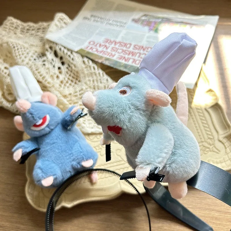 Disney Ratatouille Headband Cartoon Anime Character Plush Doll Grabbing Bangs Funny Accessories Girls Kawaii Toy Gift