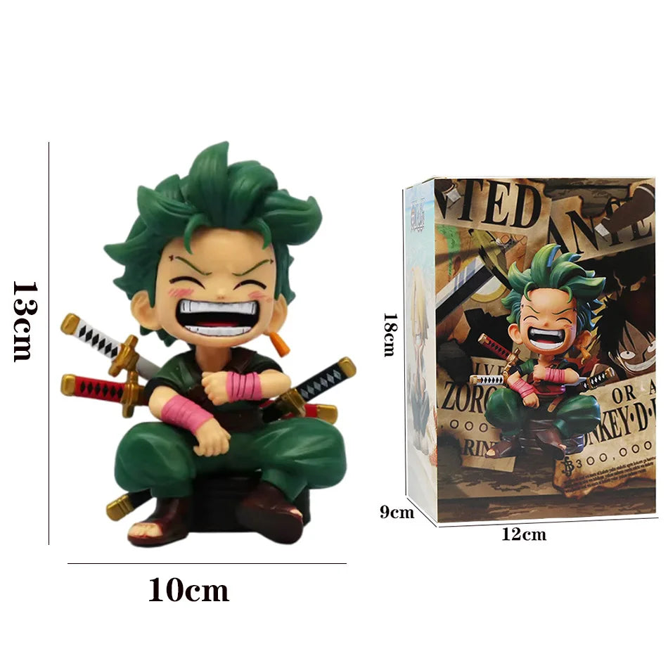13cm Anime Figure One Piece Monkey D Luffy Roronoa Zoro Kawaii Toys Car Decoration PVC Model Gift