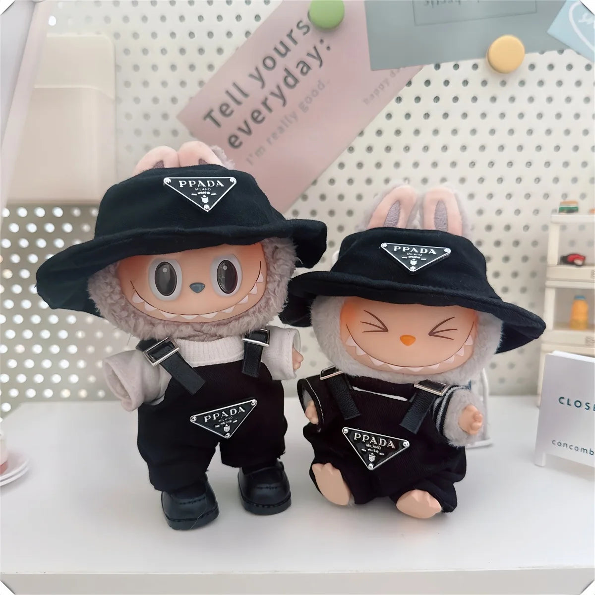 The first and second generations of Labubu only sell 17cm seated party clothes accessories inverted triangle workwear fashion (No Doll)