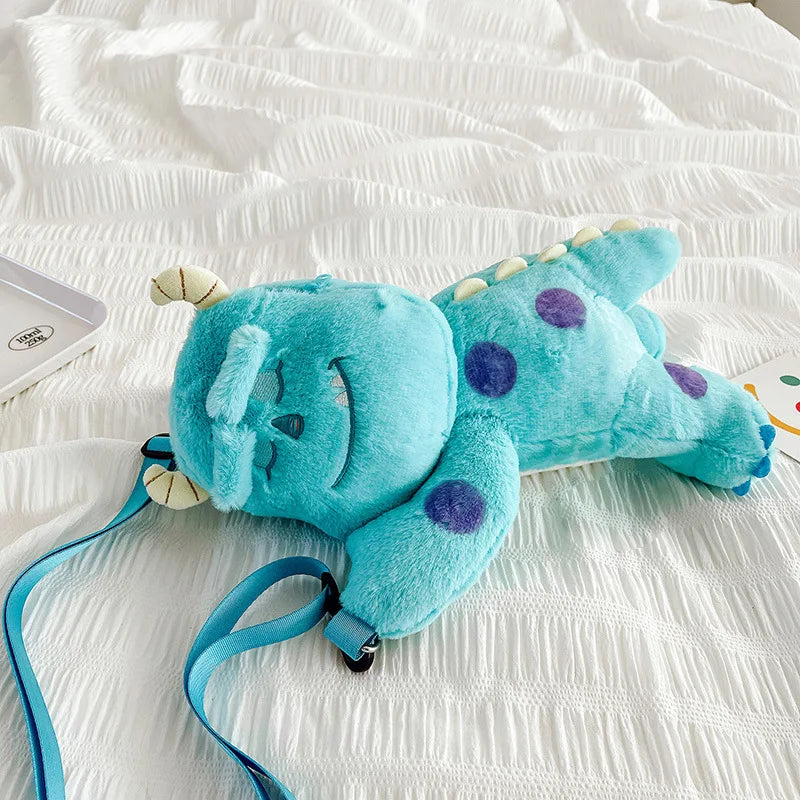 Cute Monsters University Sulley Blue Monster Doll Plushie Bag - Round or Square Shape Soft Toy as a Birthday Gift