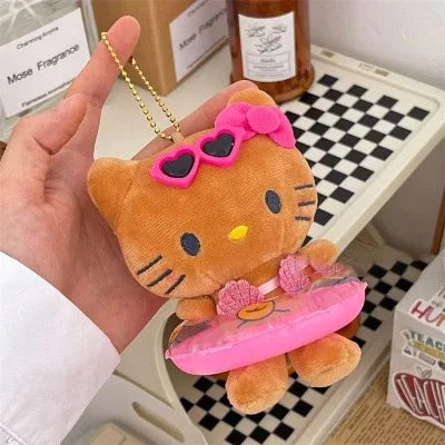 Kawaii Anime New Sanrio Hello Kitty Cartoon Plush Toy Fashion Plush Doll Pendant School Bag Keychain Accessories Gift for Friend