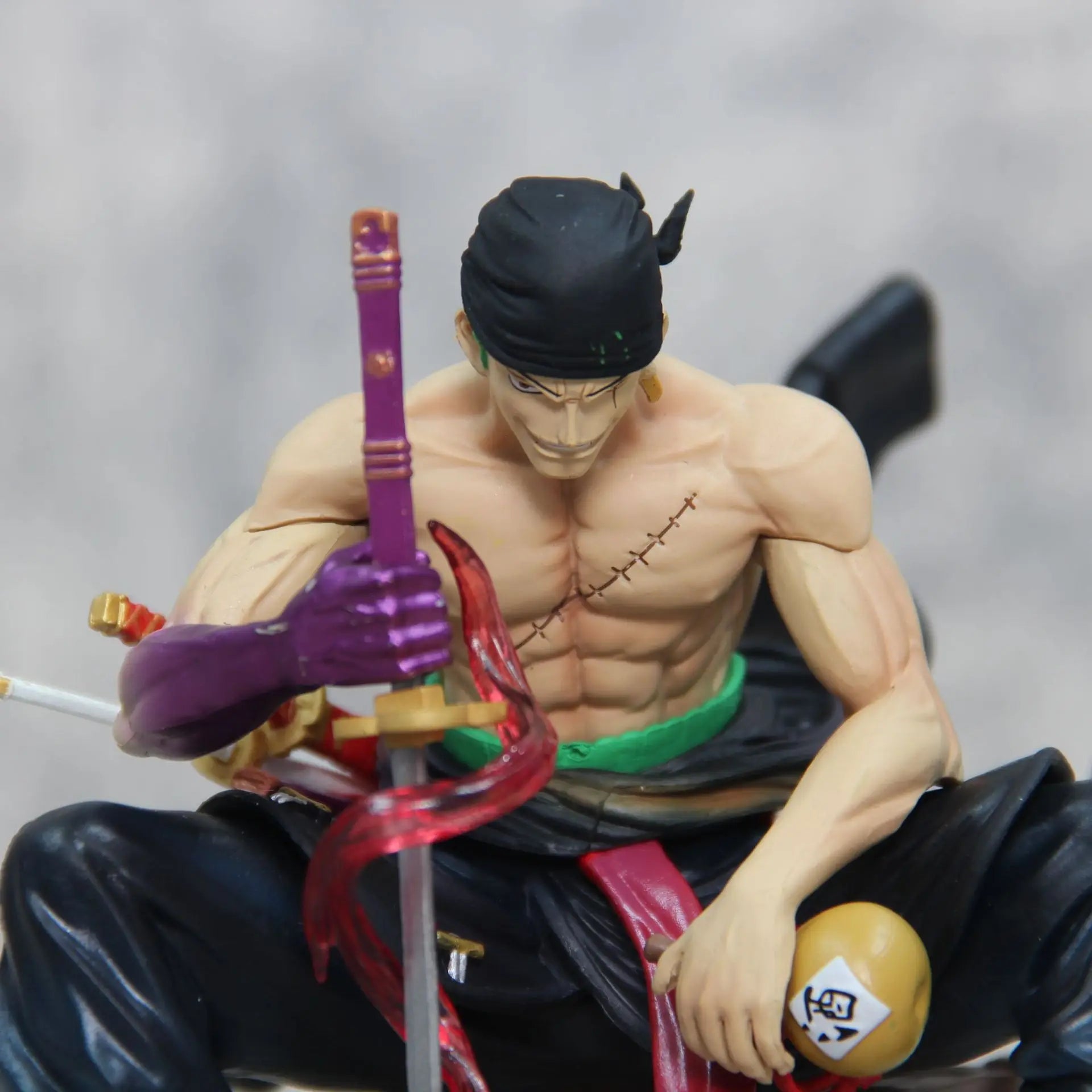 15cm One Piece Zoro Anime Figures Sit Roronoa Zoro Action Figurine 2 Heads Pvc Statue Room Collection Model Decoration Toys Gift