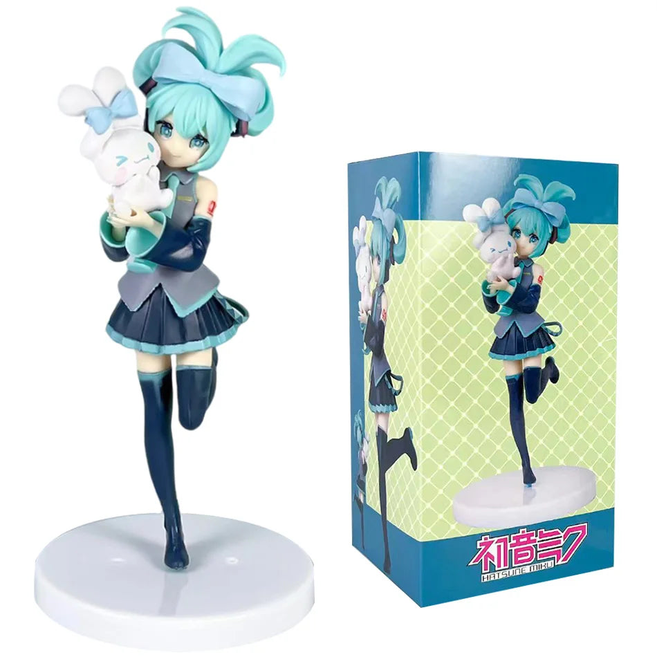 20CM Anime Hatsune Miku X Cinnamoroll Figure Anime Peripheral Collectible Models Decorative Decorations Children Kawaii Gift