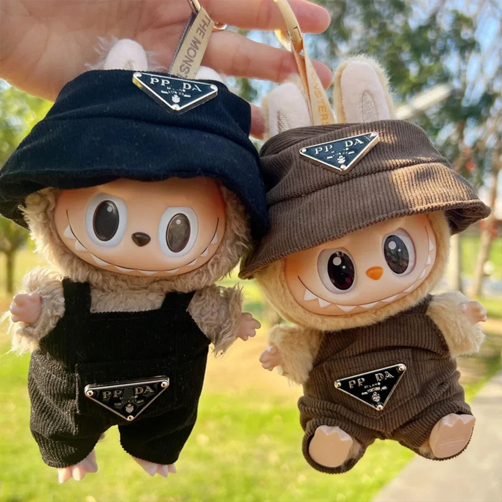 Labubu Corduroy Mini Doll Clothing Set Toys Cute Hats Clothes Shoes Vinyl Doll Accessories Training Sitting Party Games Toys (No Doll)
