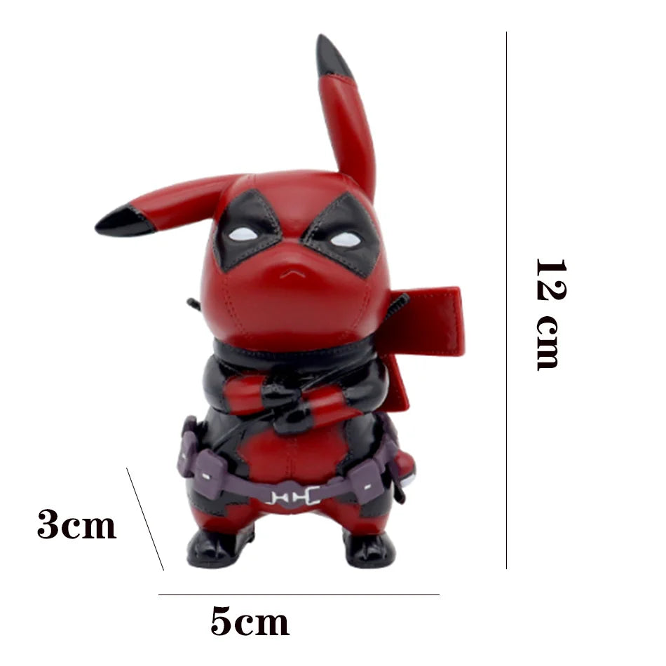 12Cm Kawaii Pikachu Cos Deadpool Anime Personages Q Versie Van Cartoon Animatie Tij Spelen Figure