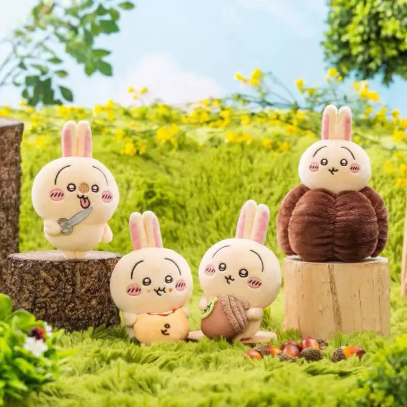 10cm Bun Pizza Usagis New Self-deprecating Bear Scissors Plush Doll Hazelnut Cartoon Girl Bag Hanging Keychain Decoration Gift