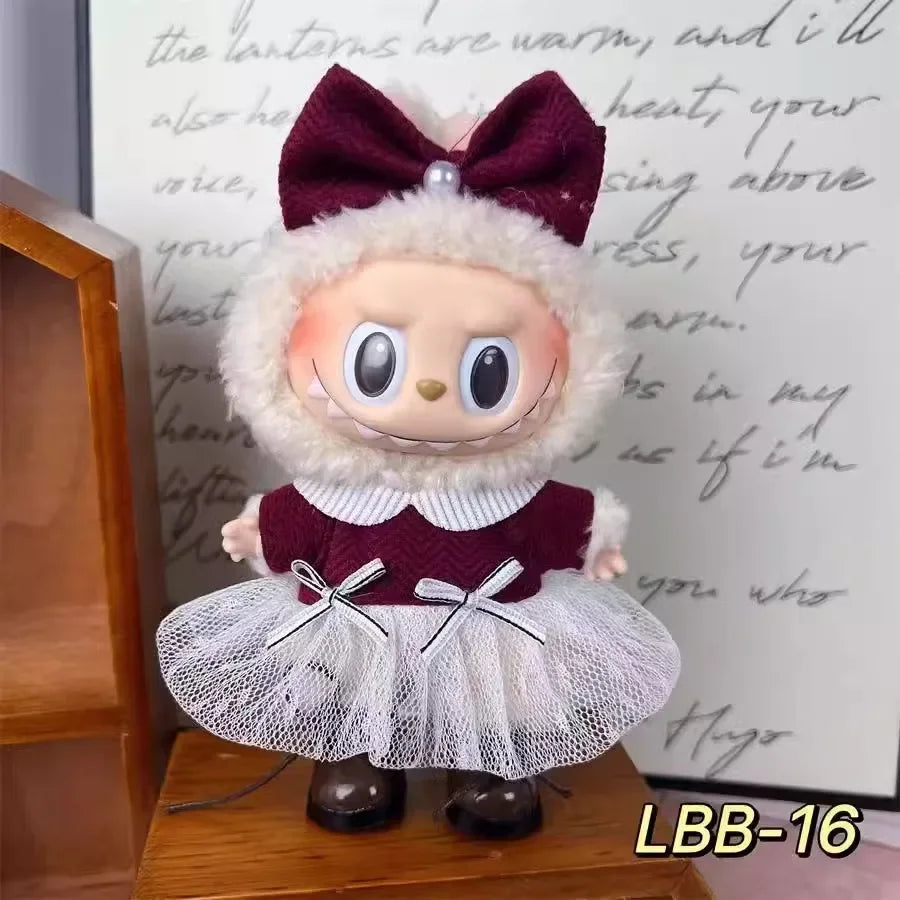 17cm Labubu V2 V1 Trendy Clothes Outfit Accessories Idol Doll Clothing for Kid Gift Labubu Ropa