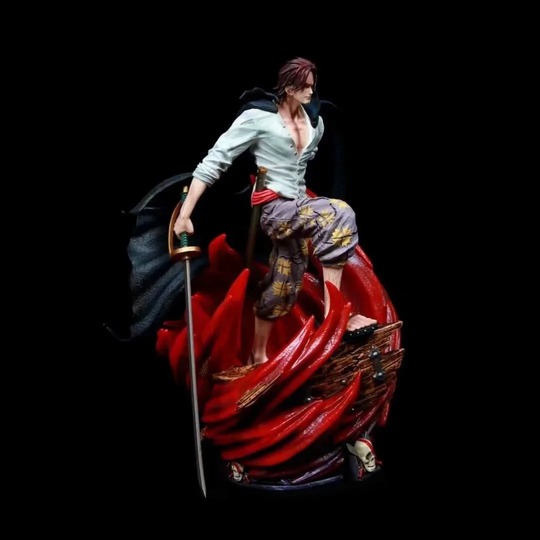 Anime One Piece Four Emperors Red Hair Shanks Battle Ver. GK PVC Action Figure Statue Collectible Model Kids Toys Doll Gifts