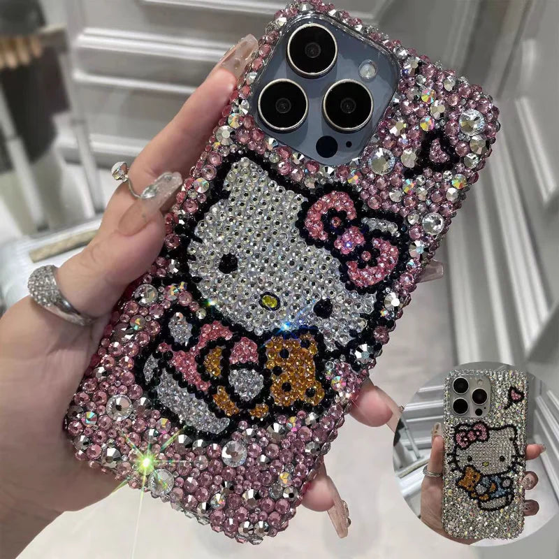 Sanrio Material Package for iPhone 15 14 13 Pro Max iPhone Xs iPhone Case 8 plus Rhinestone 7 Hello Kitty 11 Protective Case 6
