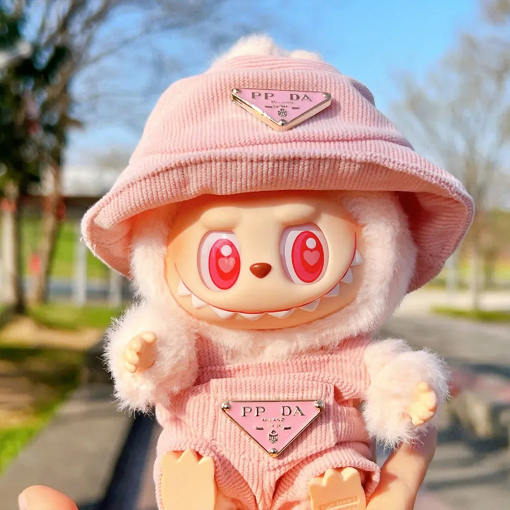 Labubu Corduroy Mini Doll Clothing Set Toys Cute Hats Clothes Shoes Vinyl Doll Accessories Training Sitting Party Games Toys (No Doll)