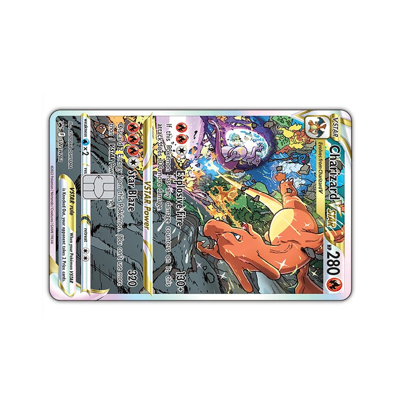 27 Options Available PTCG Charizard Credit Card Skin Sticker Anti-degaussing No Adhesive Residue for VISA Card Debit Card Anime