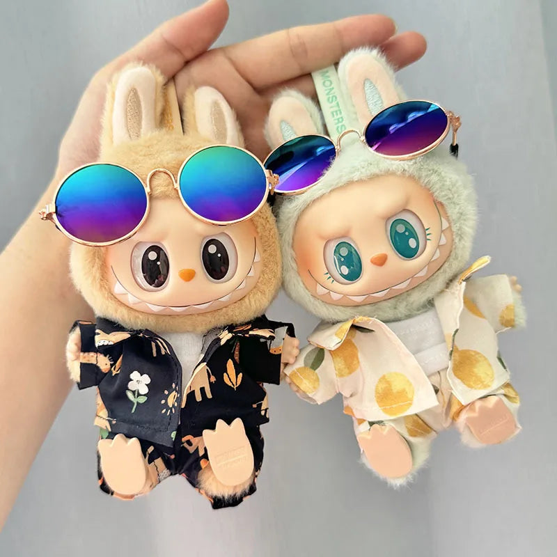 Labubu Doll Clothes Beach Resort Style Overalls Labubu Idol V1 V2 Dolls Clothing Accessories 15/17cm Plush Doll Universal (No Doll)