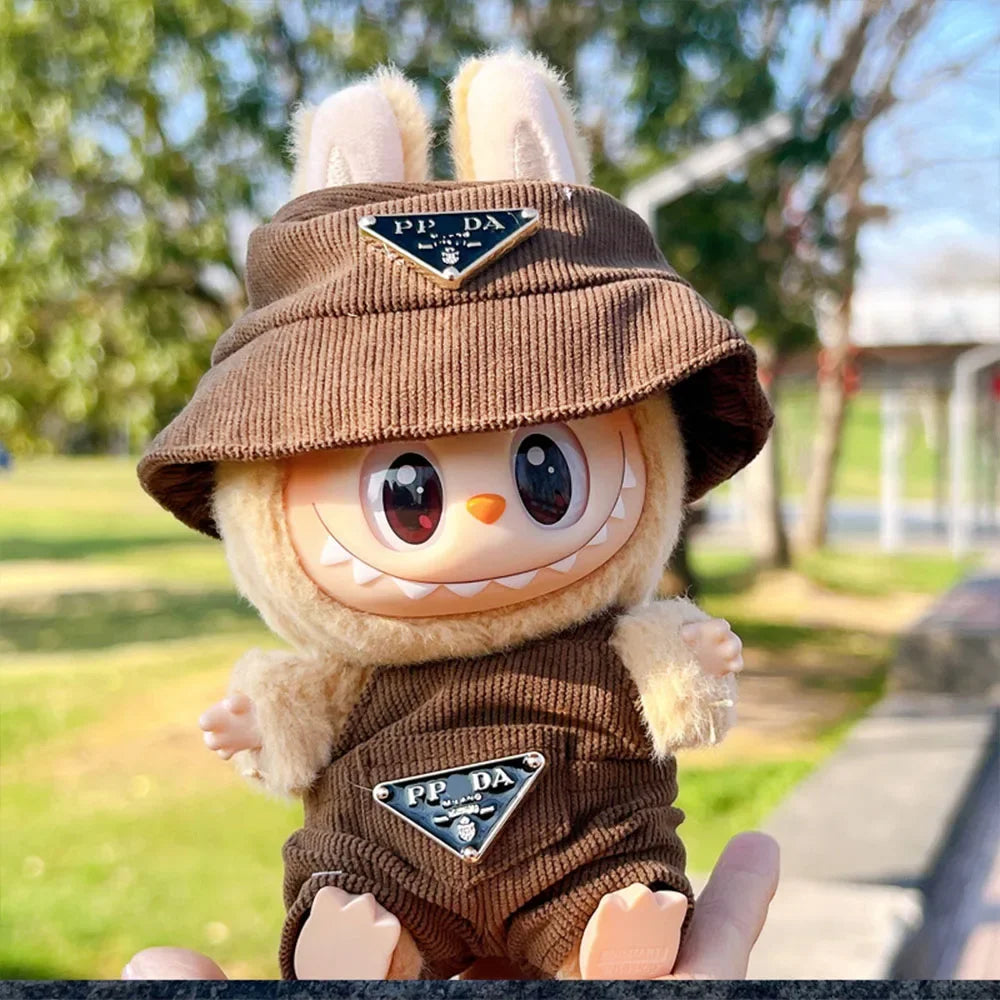 Labubu Corduroy Mini Doll Clothing Set Toys Cute Hats Clothes Shoes Vinyl Doll Accessories Training Sitting Party Games Toys (No Doll)