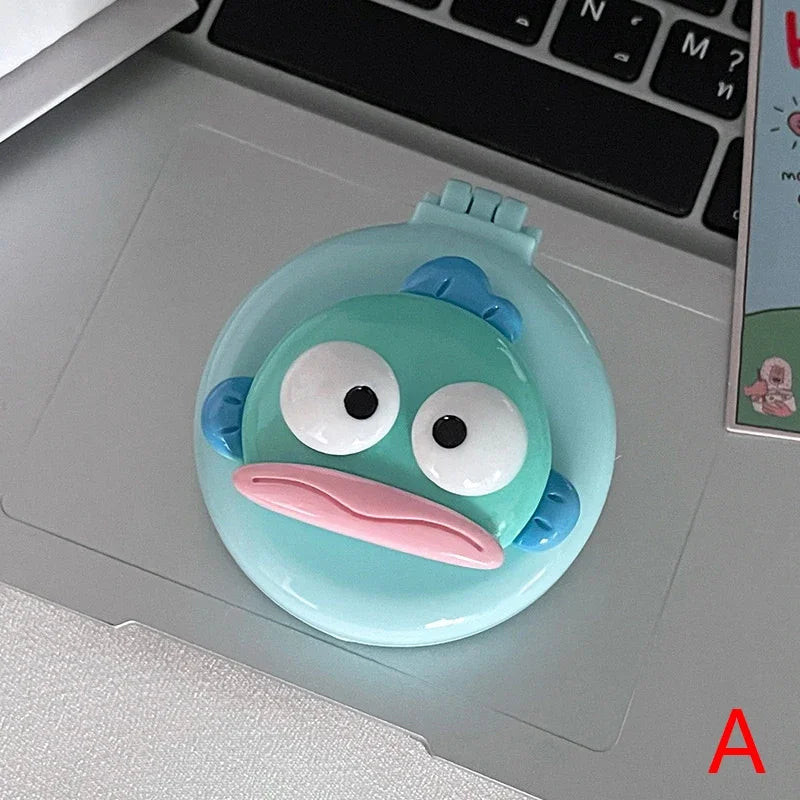 Kawaii Hangyodon Girl Air Cushion Comb Anime Sanrios Compact Portable Travel Mini Massage Mirror Folding Hair Brush Beauty Tools