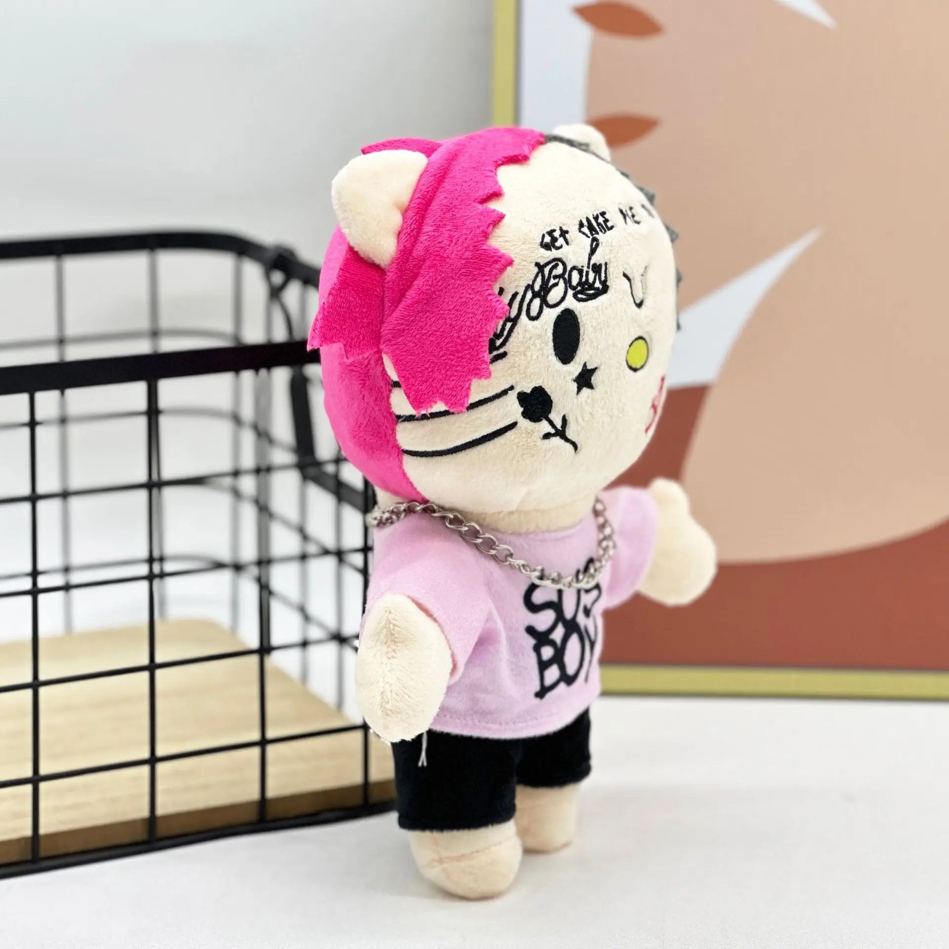 Plush Anime Plush Toy Doll with Pink Clothes Necklace Stuffed Soft Plush Toys Fans Collect Gifts
