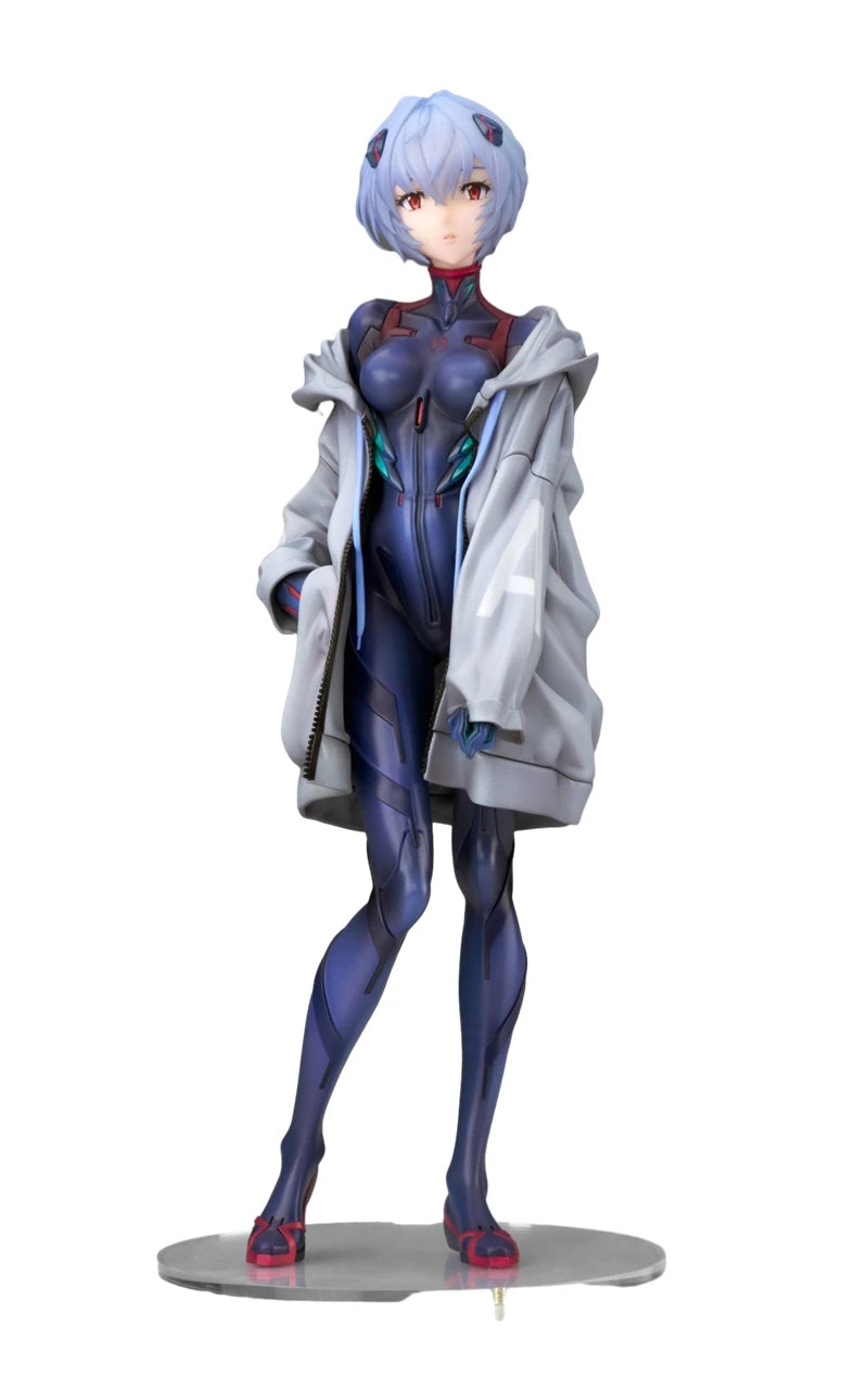 21cm Neon Genesis Evangelion Anime Figure Black Jacket Short Hair Rei Ayanami Action Figure Adult Collection Model Model Toys