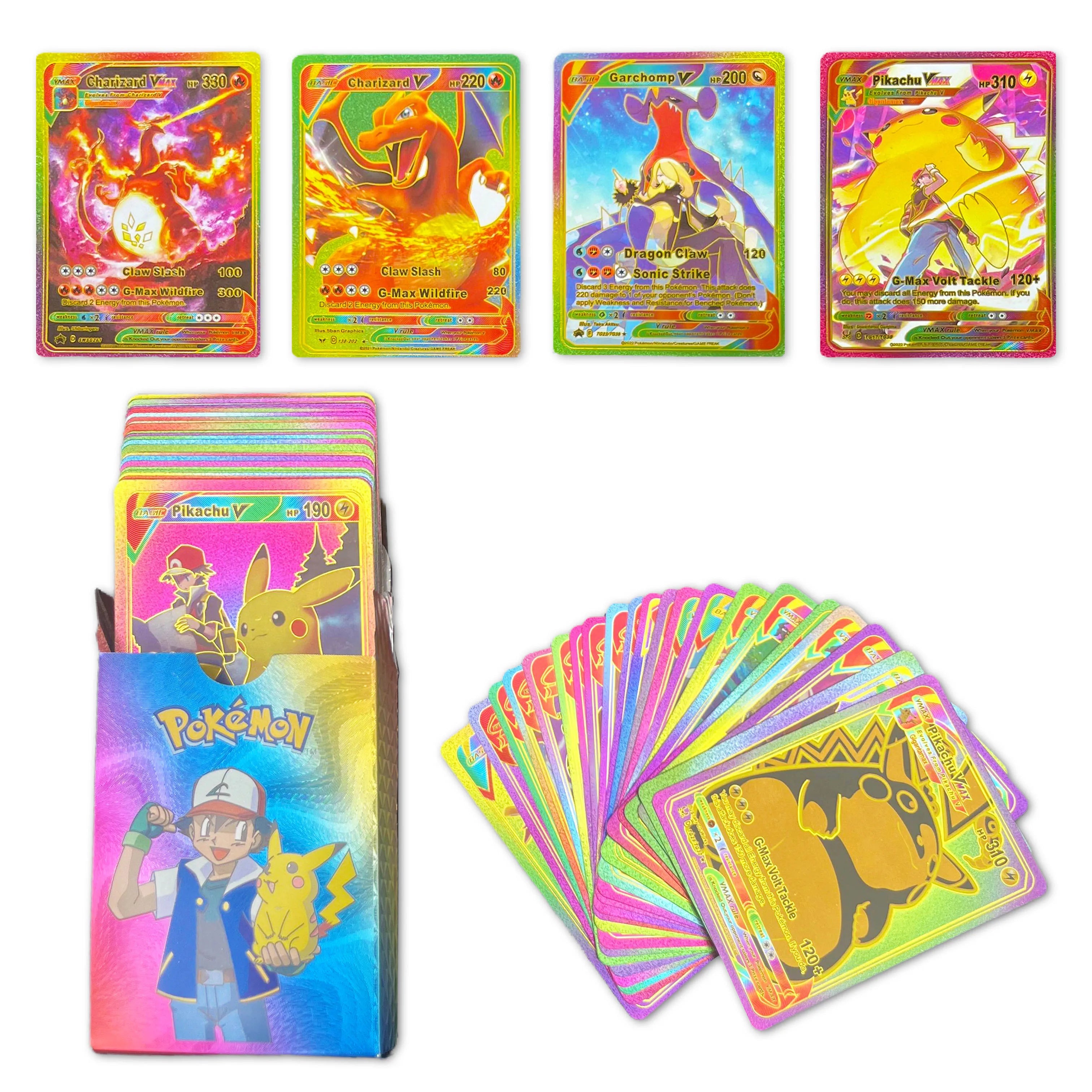 Pokemon Cards French Pikachu Gold Silver Black Silver Vmax GX V English Spanish French German Pokemon Collection Card Toys Gifts