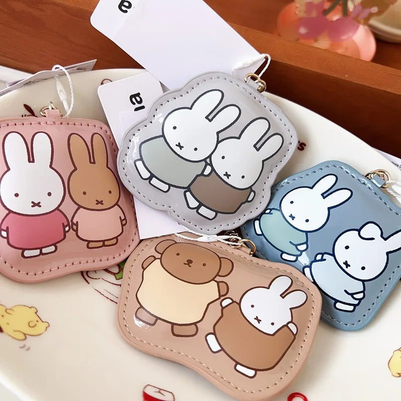 Miffy Cute Cartoon Pu Leather Keychain Creative Exquisite Bag Pendant Car Pendant Decor Gift Friends Small Accessories Storage
