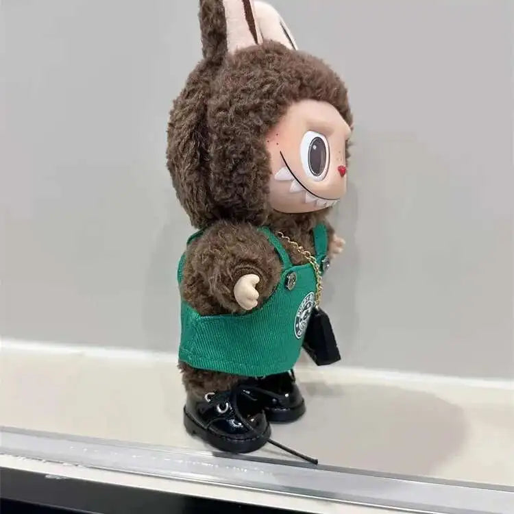 Labubu 17cm Doll's Clothes The Monsters Outfit Accessories Clothing Cartoon Green Coffee Dress Shoes (No Doll)