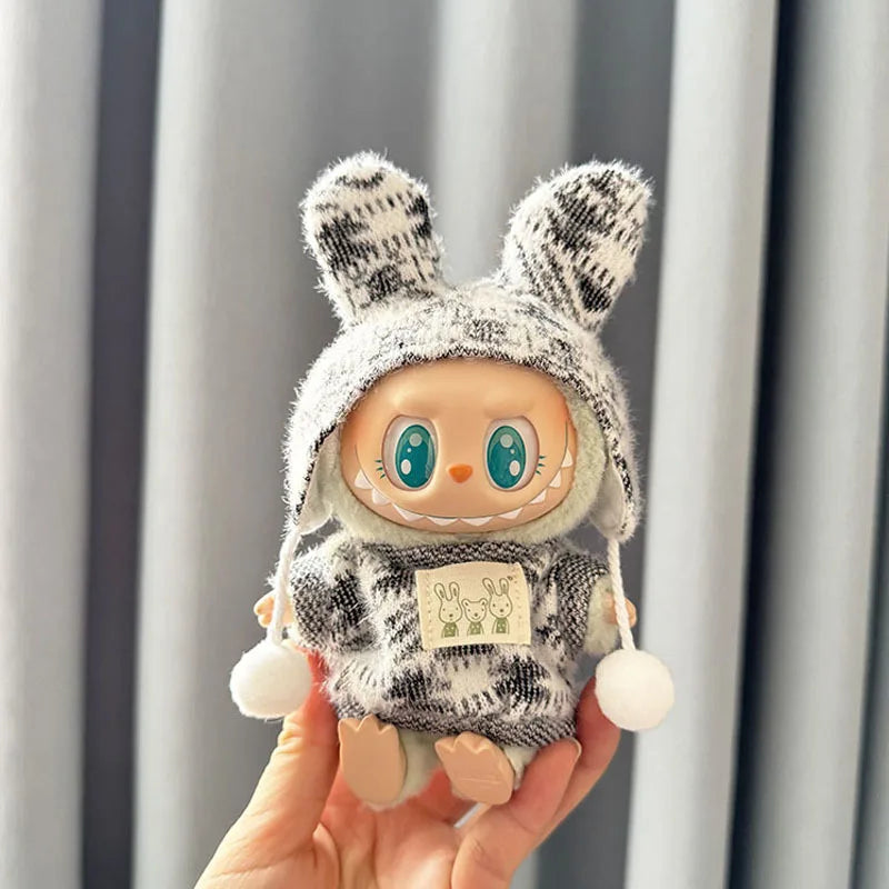 15/17cm Mini Plush Doll'S Clothes Labubu I II Idol Dolls Sitting Party Cute Hat Bib Pants Clothing Accessories Doll not Included
