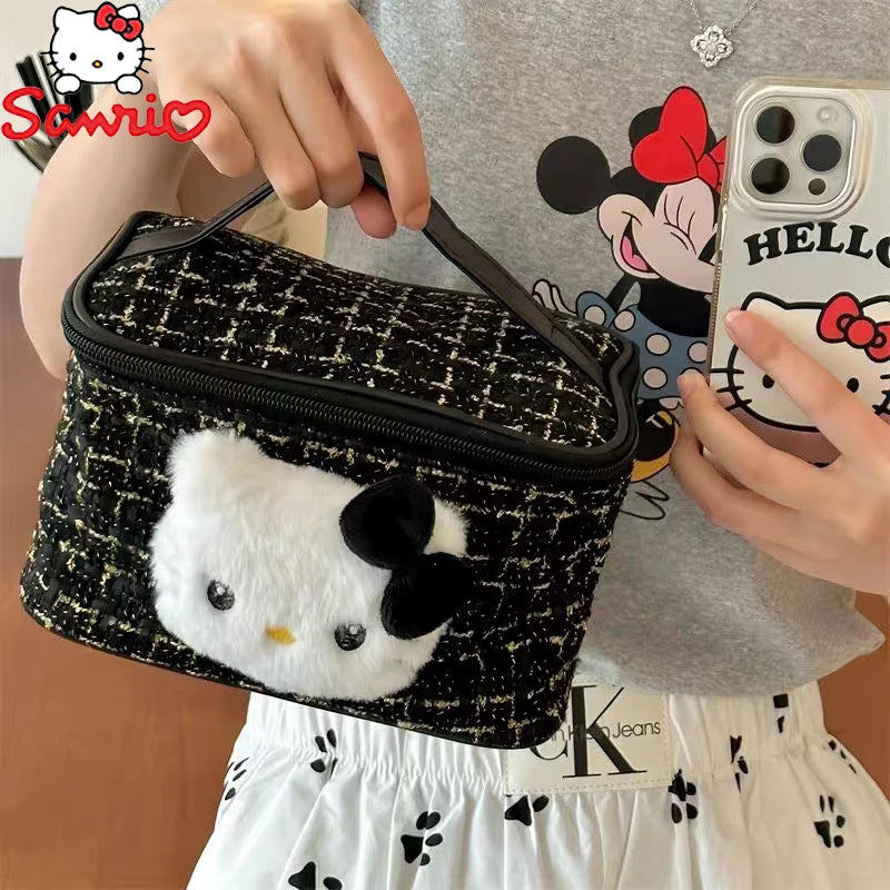 Sanrio Hello Kitty black Sweetheart Cosmetic Bag Cute Kitty Cat Portable Canvas Travel Sundries Storage Bag Coin Purse gifts