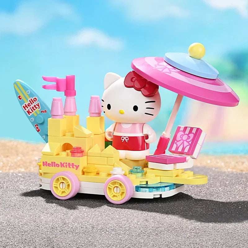 Sanrio Series Building Blocks Hangyodon Kuromi Hello Kitty Melody Flower Car Model Bricks Collection Kids DIY Toys Holiday Gifts