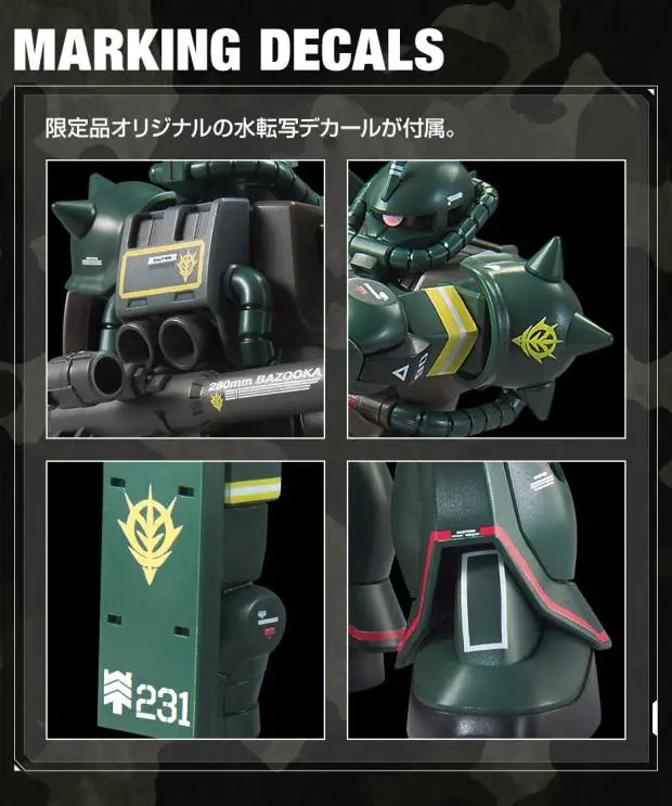 Bandai HG MS-06 ZAKU II GUNDAM Anime Action Figure Assembly Model Toy Gift Children Boy