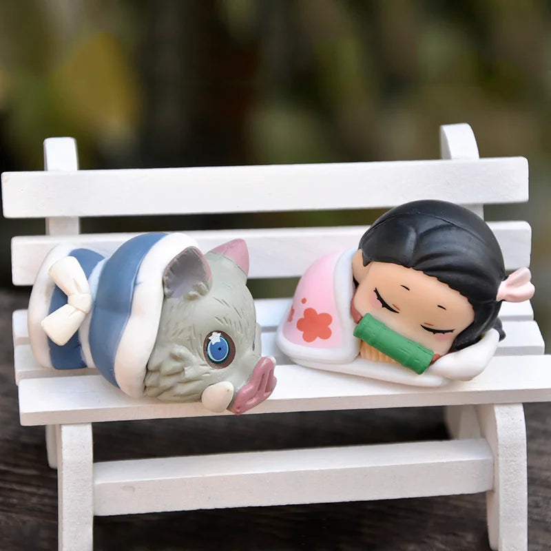 Demon Slayer Figures Agatsuma Zenitsu Kamado Nezuko Hashibira Inosuke Kamado Tanjirou Tomioka Giyuu Sleeping Doll Model Toy Gift