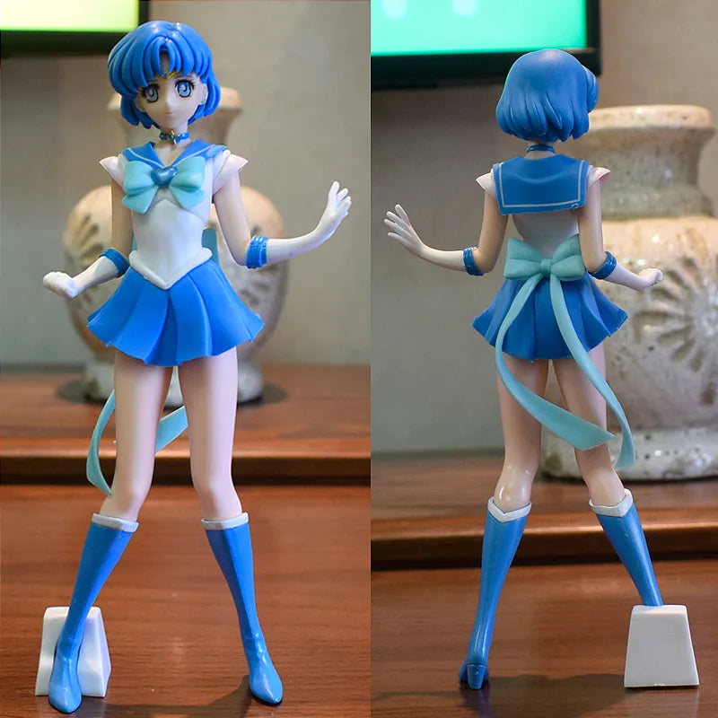 2pcs/lot Anime Sailor Moon Figure Sailor Mars Sailor Mercury Action Figures Hand Made Toy Kawaii Model Ornaments Gift 22cm