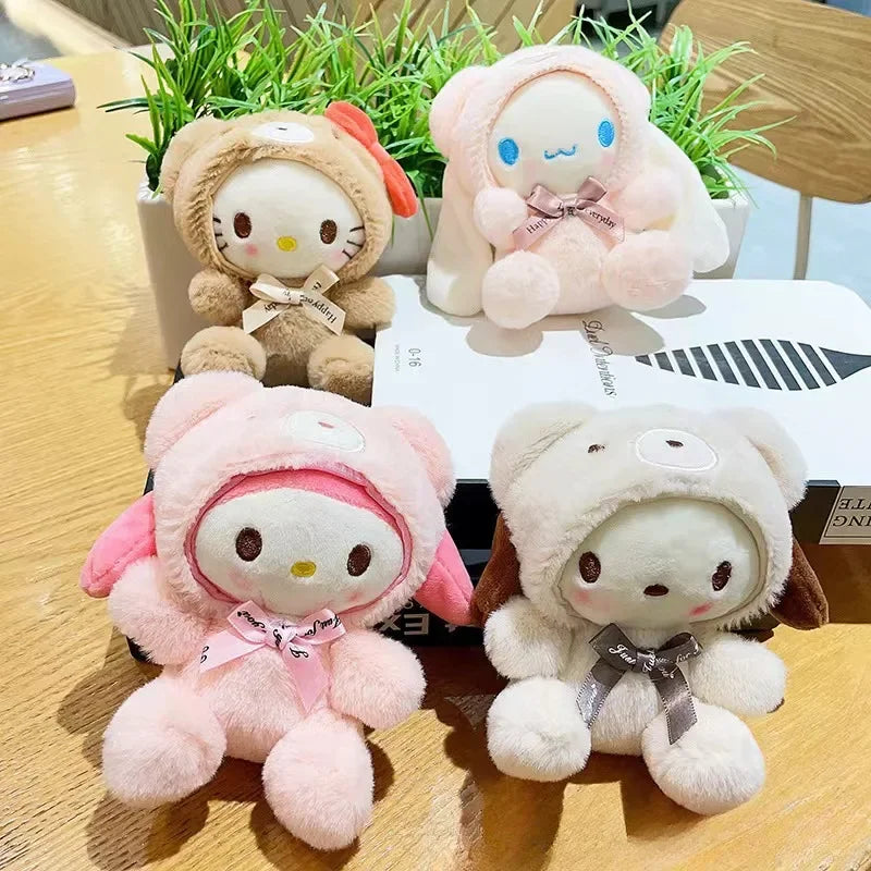Kawaii Plush Keychain My Melody Sanrio Cinnamoroll Cute Cartoon Key Chain for Girls Bag Accessories Car Pendant Key Ring