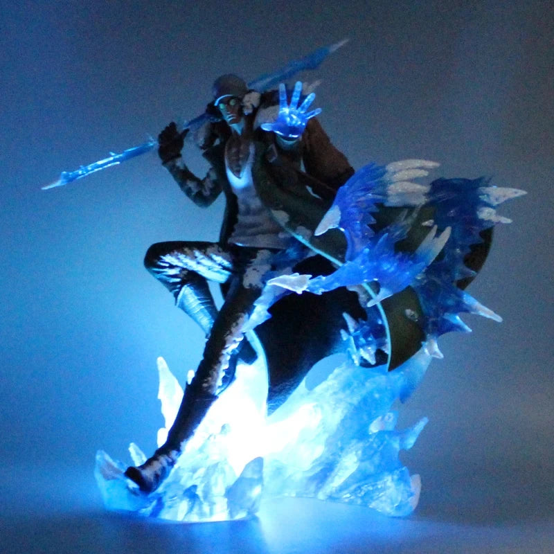 One Piece Aokiji Kuzan Anime Figures 2 Heads 30cm Gk Figurine Pvc LED Luminous Model Statue Collection Toy Christmas Gift
