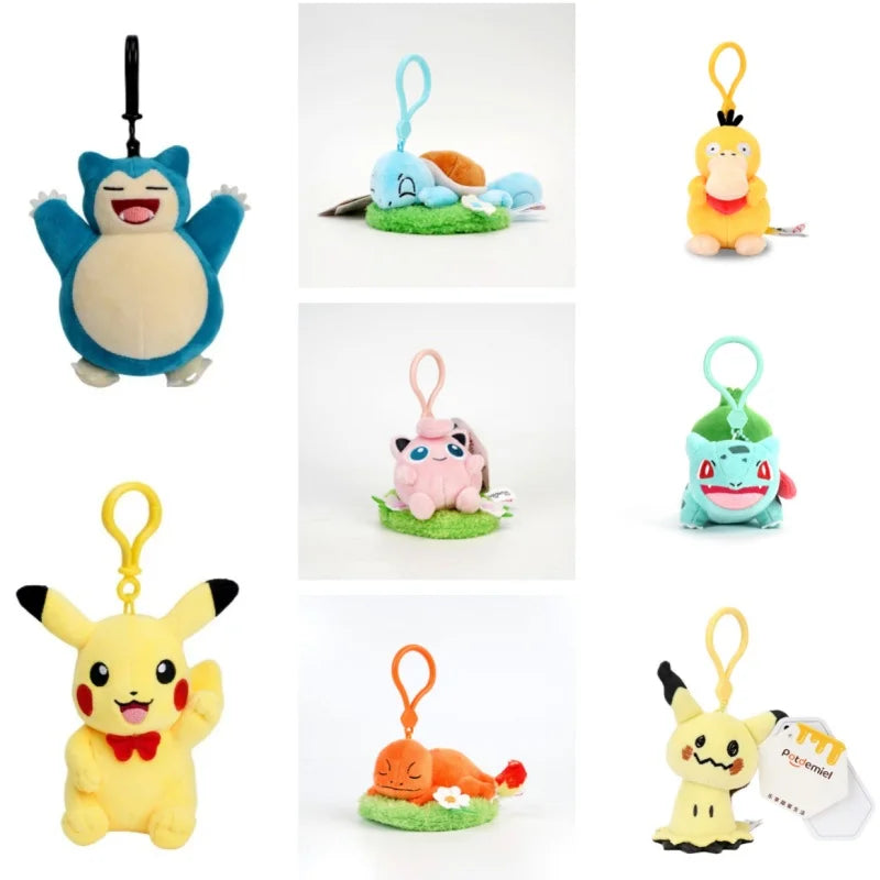 Genuine Pokemon pendants Pikachu Eevee Plush Toys Stuffed Animals Small Plush  Keychains Christmas Birthday Gift For Kids