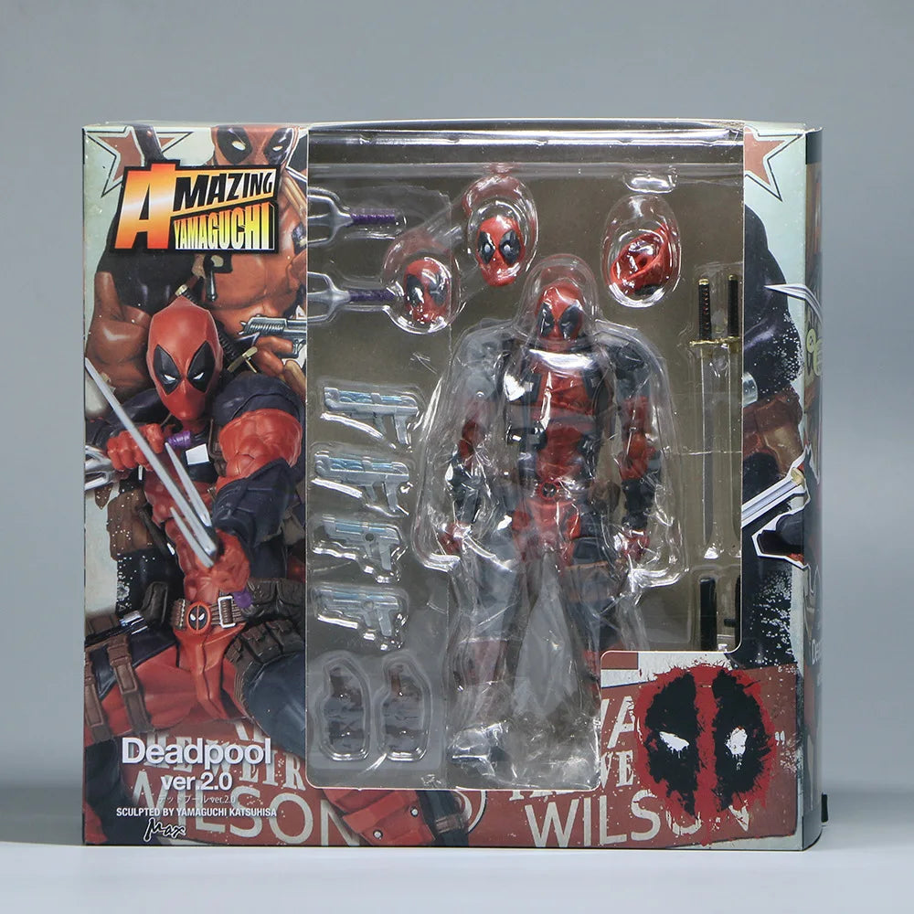 AMAZING YAMAGUCHI Deadpool 2.0 Grey Action Figure Mutants Joint Movable KAIYODO Wade SHF Model Movie Toys for Kids Gift