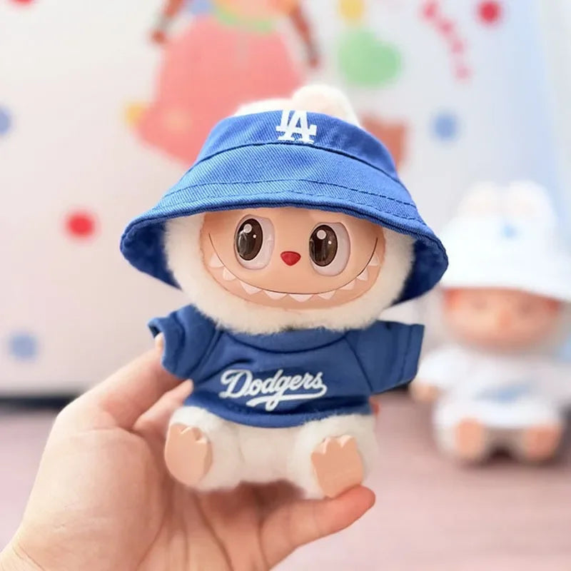 The first, second and third generations of Labubu clothes pendant Labubu sitting baby clothes LA baseball suit trend