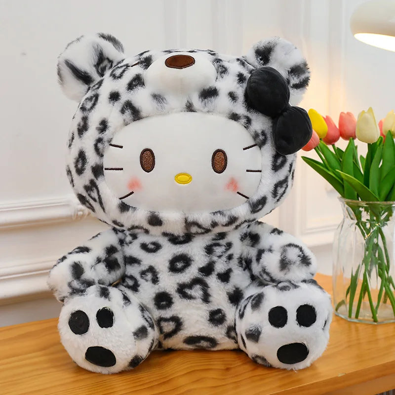 Sanrio Plush Stuffed Toy Cartoon Spotted KT Cat HelloKitty Children's Pillow Leopard Print Cat Doll Girl Holiday Gift Christmas