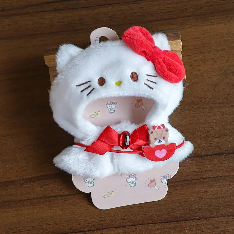 Hot Sanrio Labubu Cape Set Cute Sitting Party KT Melody Kuromi Clothes Monster Vinyl Doll Clothing Christmas Gift Toys