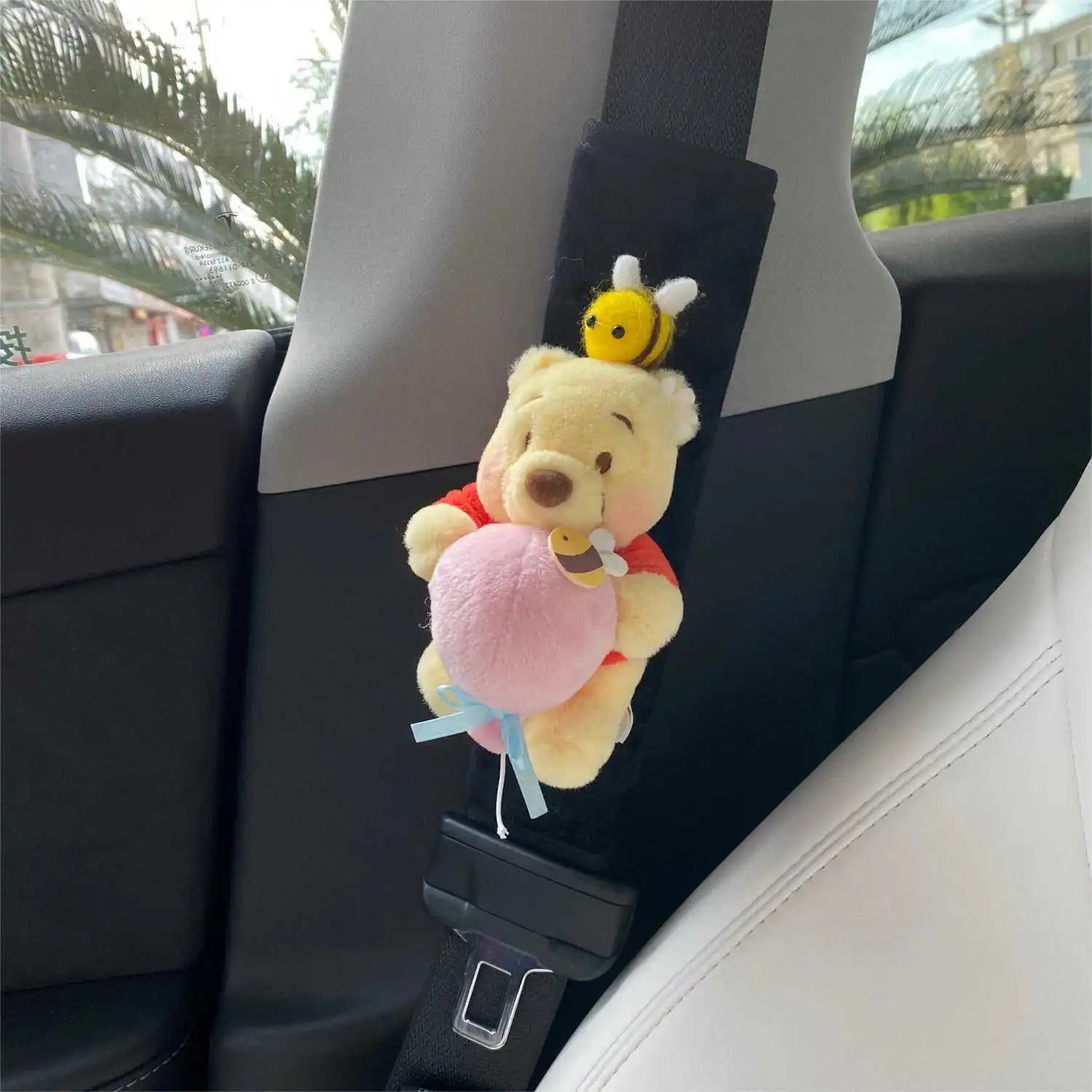 Cute Winnie The Pooh Cartoon Plush Safety Belt Shoulder Cover Fashionable Car Four Seasons Universal Anti-wear Safety Belt