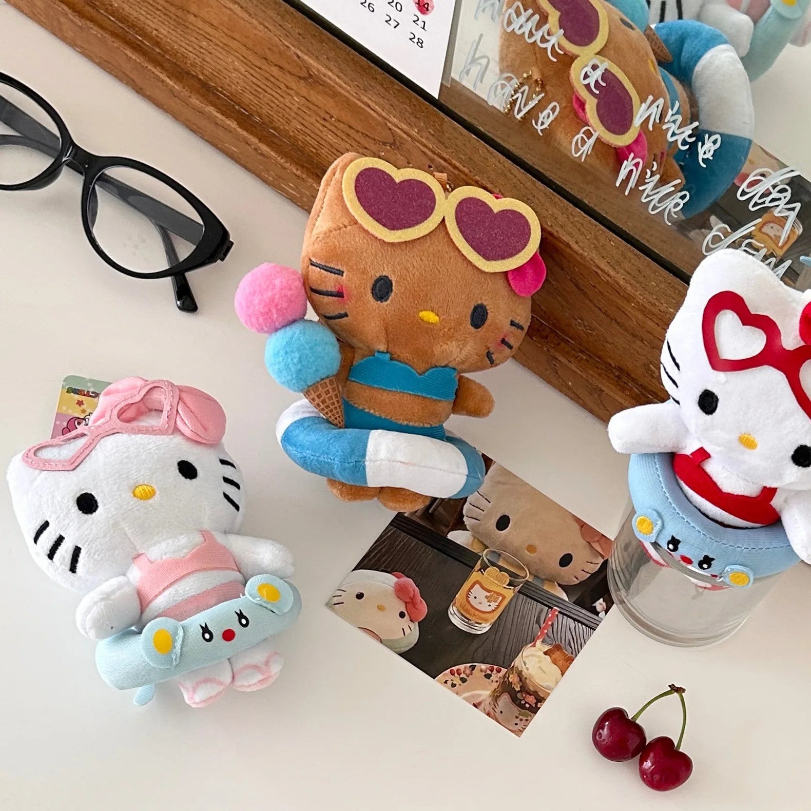 10cm Sanrio Plush Stuffed Soft Doll Keychain Cartoon Hello Kitty Plushies Bag Pendant Accessories Girls Gift Kids Toys