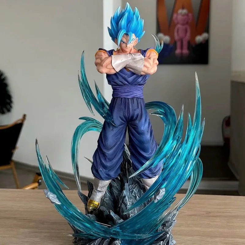33cm Dragon Ball Vegetto Super Saiyan Blue Standing Anime Figure Model Statue Boys Collection Desktop Decoration Ornament Toys