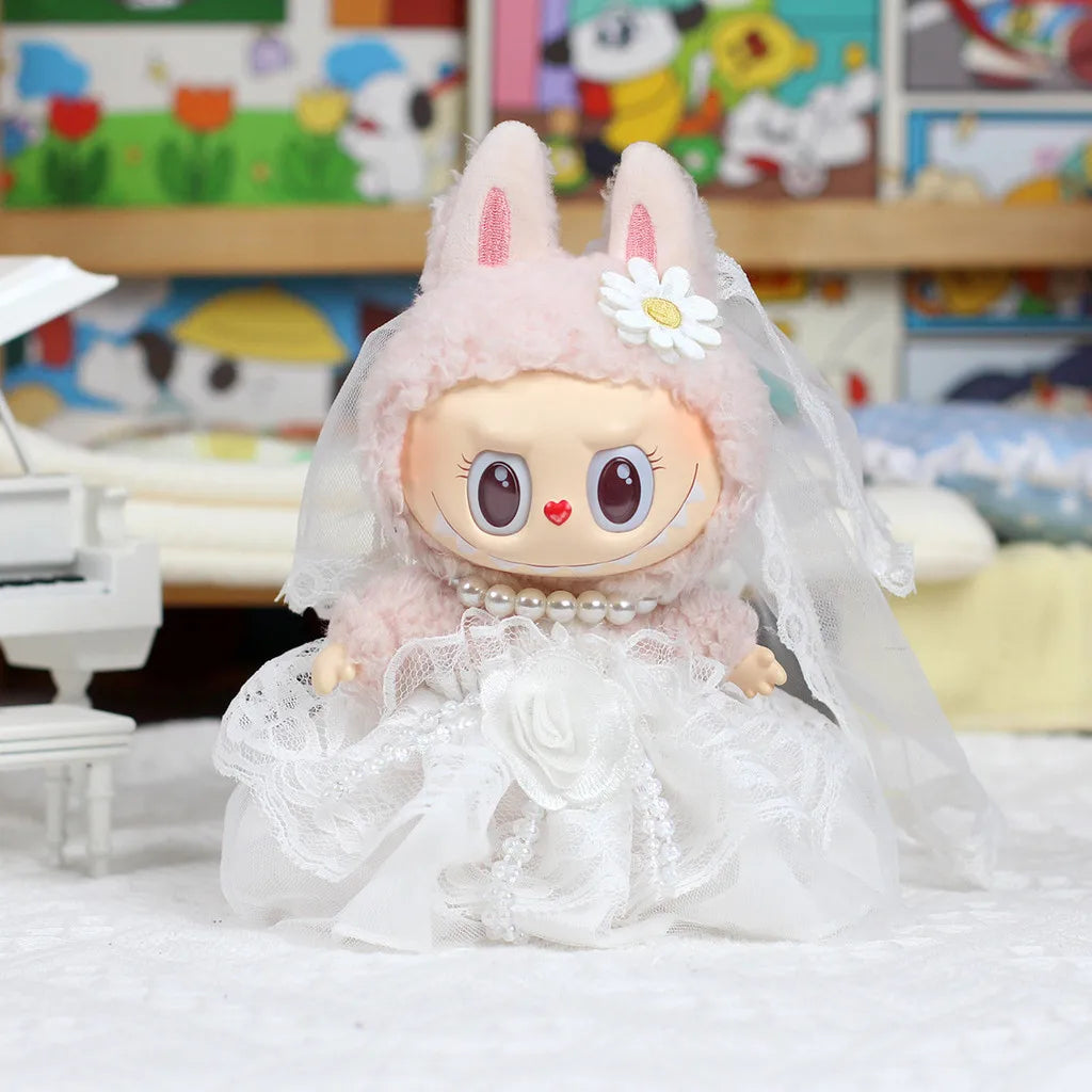 For 17cm Labubu V2 V1 Plush Idol Doll's Clothing Wedding Dress and Suit Doll Clothes Outfit Accessories Ropa Labubu