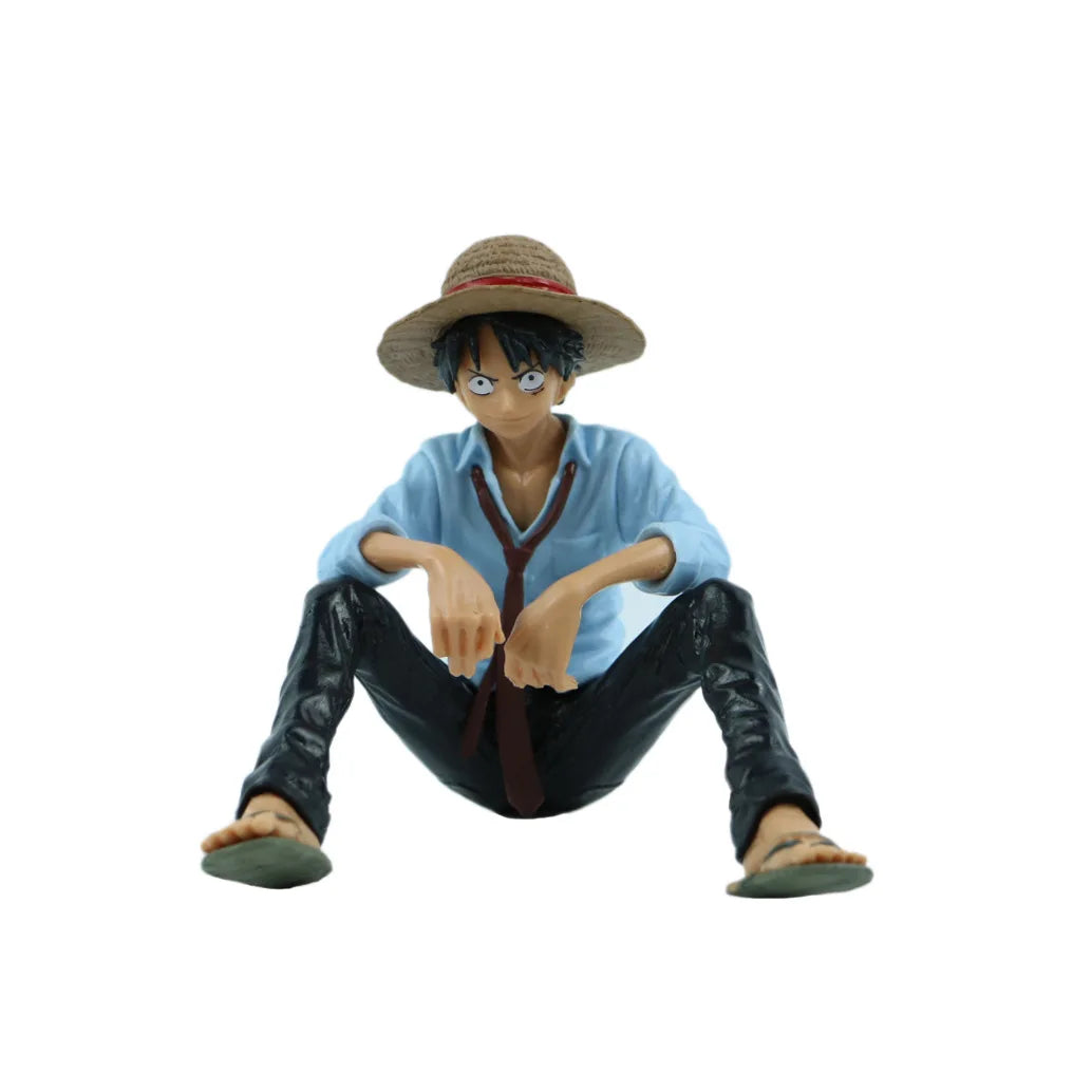Anime One Piece Cartoon 9CM Luffy Sit Style Figurine PVC Model Action Figure Toys Collection Decoration Doll Monkey D Luffy Gift