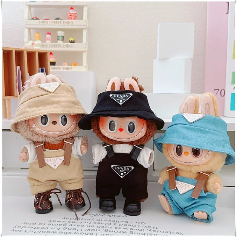 The first and second generations of Labubu only sell 17cm seated party clothes accessories inverted triangle workwear fashion (No Doll)
