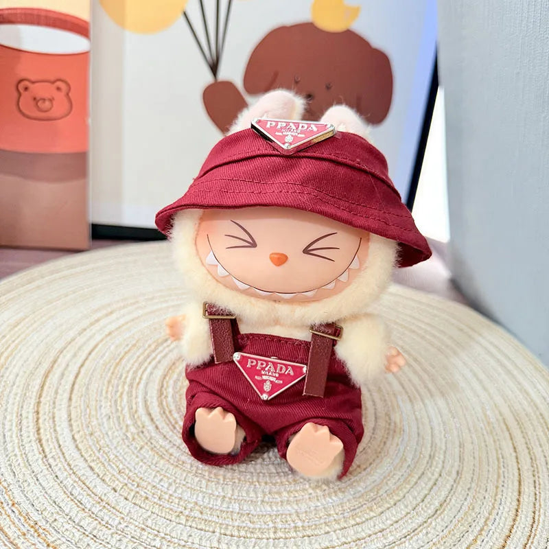 [Baby clothes only] first- and second-generation labubu cloth vinyl blind box pendant baby clothes brown and pink GG set