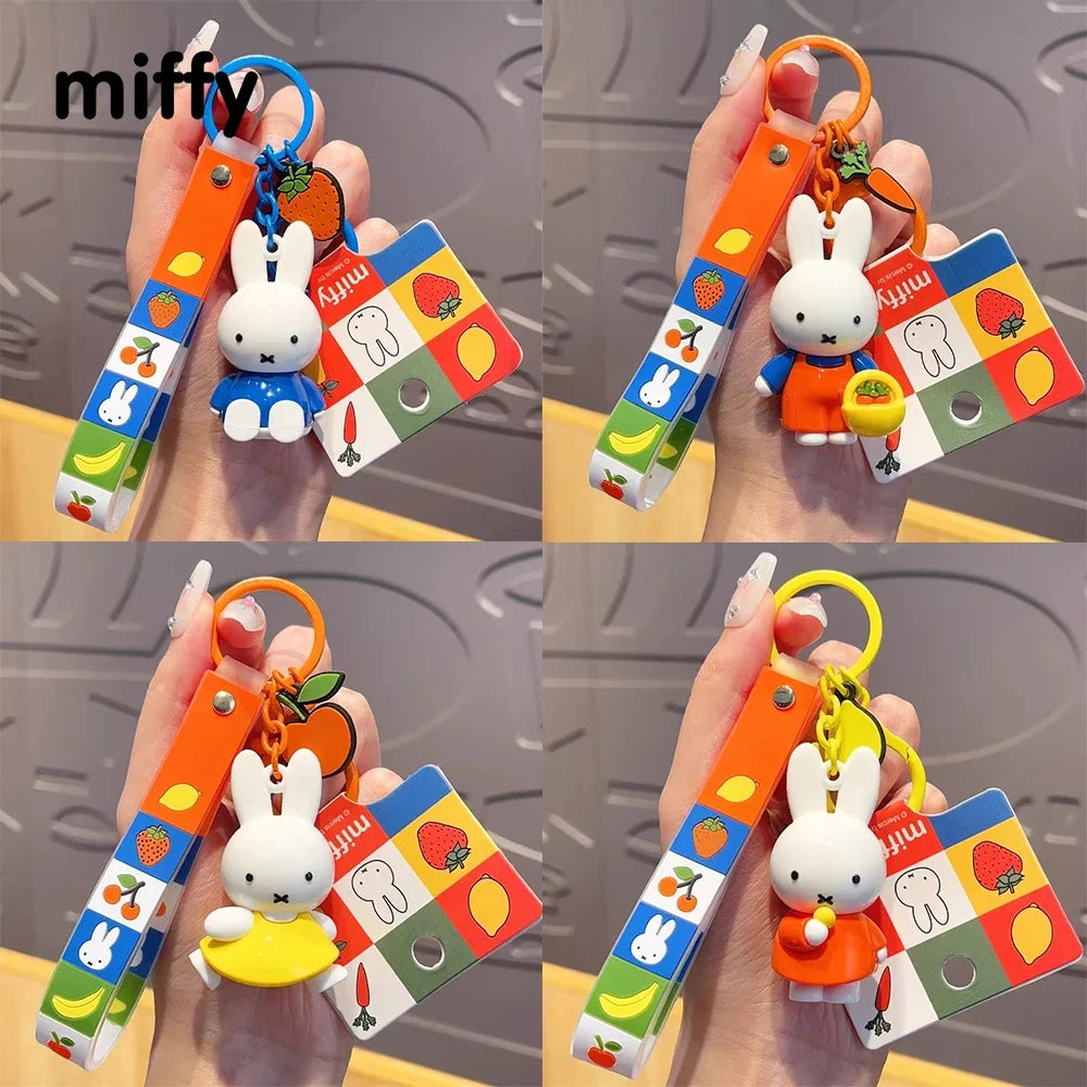 Kawaii Miffy Cute Doll Fruit Series Keychain Backpack Pendant Boy and Girl Toy Gift