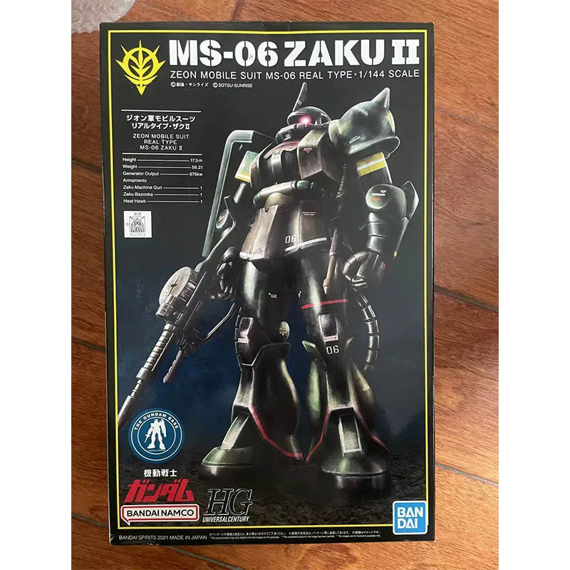 Bandai HG MS-06 ZAKU II GUNDAM Anime Action Figure Assembly Model Toy Gift Children Boy