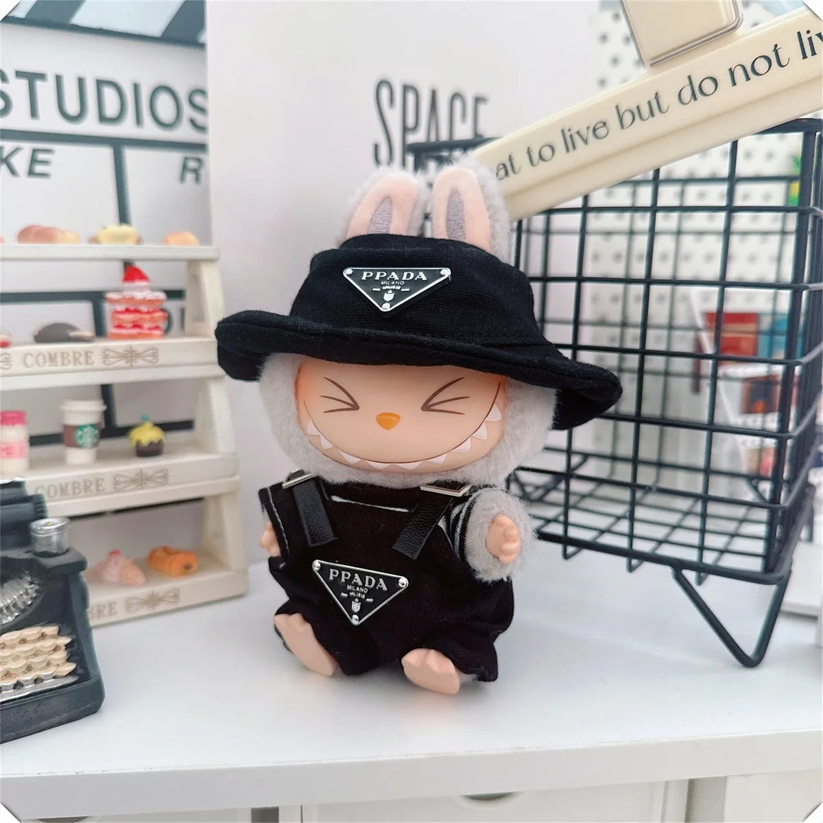 The first and second generations of Labubu only sell 17cm seated party clothes accessories inverted triangle workwear fashion (No Doll)