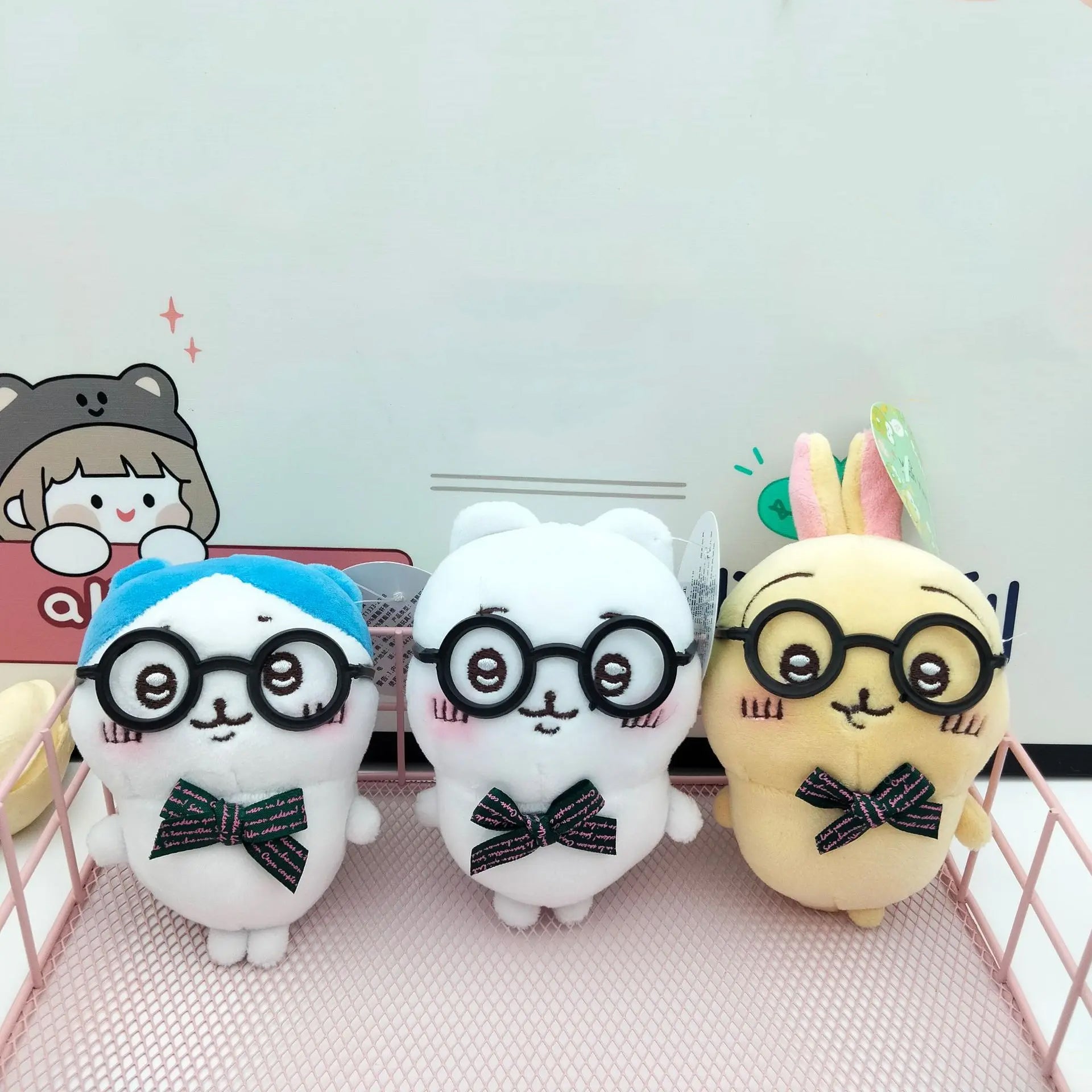 Kawaii Chiikawa Hachiware Usagi Cute plush backpack pendant keychain doll wearing glasses toys children's gift