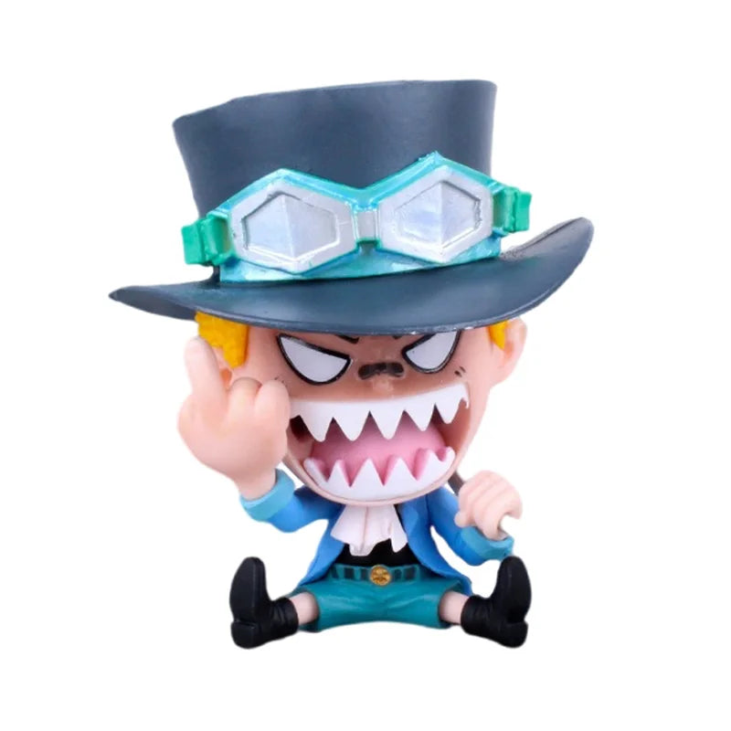 8-10cm Anime Figure One Piece Monkey D Luffy Roronoa Zoro Kawaii Toys Q-Version Figural Nendoroid Car Decoration PVC Model Gift