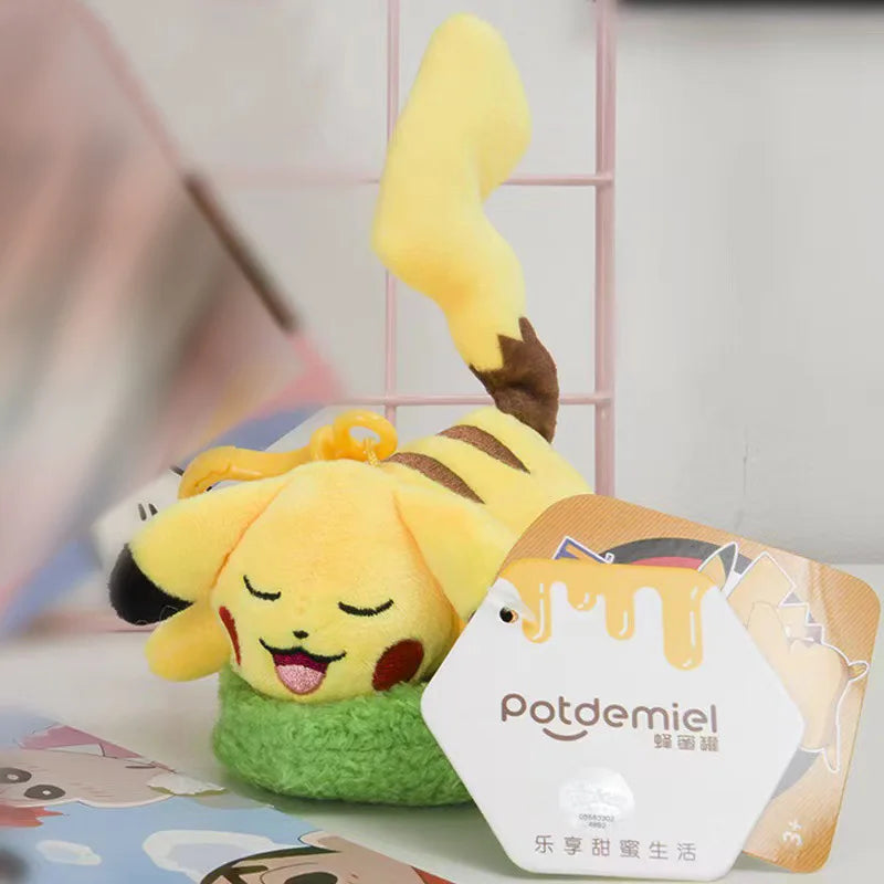 Genuine Pokemon pendants Pikachu Eevee Plush Toys Stuffed Animals Small Plush  Keychains Christmas Birthday Gift For Kids